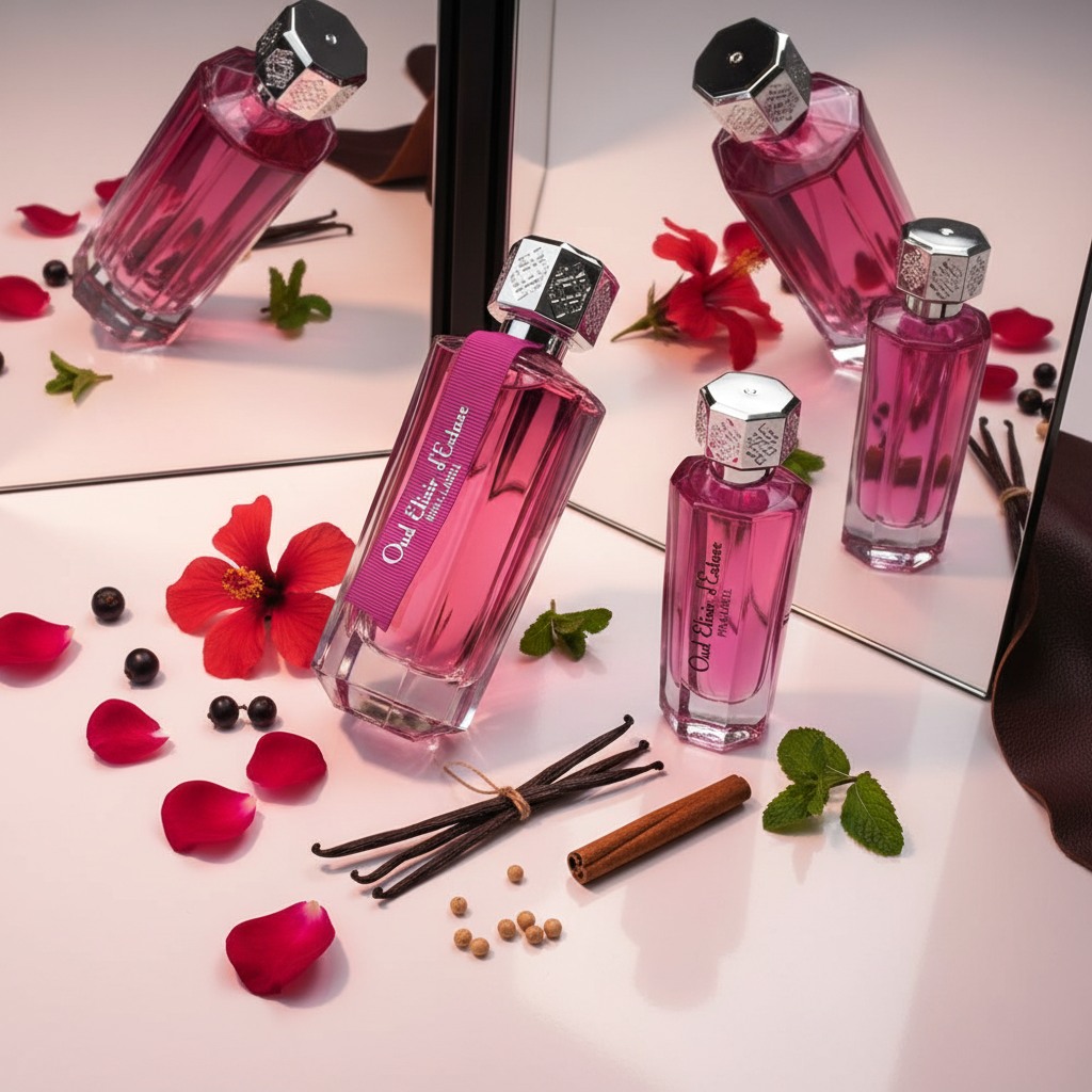 Linn Young Oud Elixir Pink Eau de Parfum 100ml + 30ml - Hibiscus, Damask Rose, Vanilla, Blackcurrant Bud, Leather, Spicy Mint, Ambrette, Cinnamon – Long-lasting Luxury Perfume Gift Set