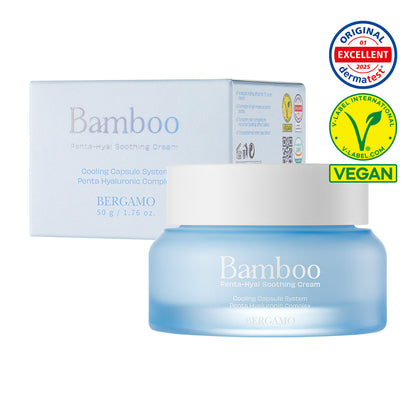 BERGAMO BAMBOO Penta-Hyal Soothing Cream 50g – Deep Hydration with 5 Hyaluronic Acids & Bamboo, Lightweight Daily Moisturizer, Sensitive Skin Friendly