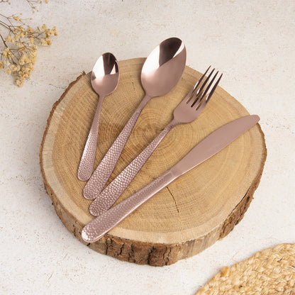 Berlinger Haus 24-Piece Cutlery Set – Rose Gold Stainless Steel Flatware for 6, Mirror Finish, Dinner Knives, Forks, Spoons & Teaspoons