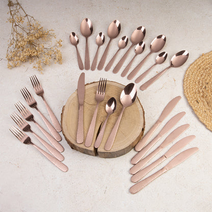 Berlinger Haus 24-Piece Cutlery Set – Rose Gold Stainless Steel Flatware for 6, Mirror Finish, Dinner Knives, Forks, Spoons & Teaspoons