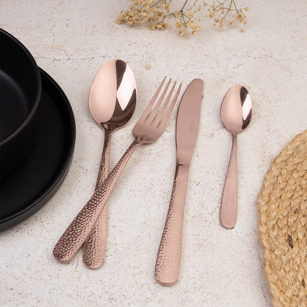 Berlinger Haus 24-Piece Cutlery Set – Rose Gold Stainless Steel Flatware for 6, Mirror Finish, Dinner Knives, Forks, Spoons & Teaspoons