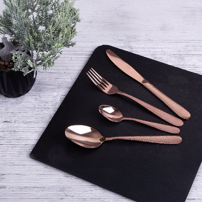 Berlinger Haus 24-Piece Cutlery Set – Rose Gold Stainless Steel Flatware for 6, Mirror Finish, Dinner Knives, Forks, Spoons & Teaspoons