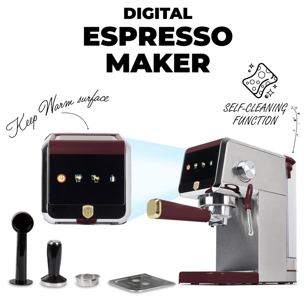 Berlinger Haus Leonardo Digital Espresso Machine – 20 Bar Coffee Maker with Milk Frother