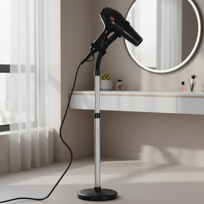 Hands-Free Hair Dryer Holder Stand – Adjustable Gooseneck, 360° Rotation