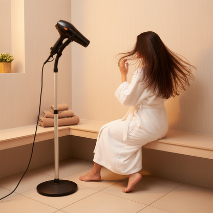 Hands-Free Hair Dryer Holder Stand – Adjustable Gooseneck, 360° Rotation