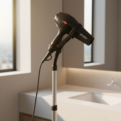 Hands-Free Hair Dryer Holder Stand – Adjustable Gooseneck, 360° Rotation