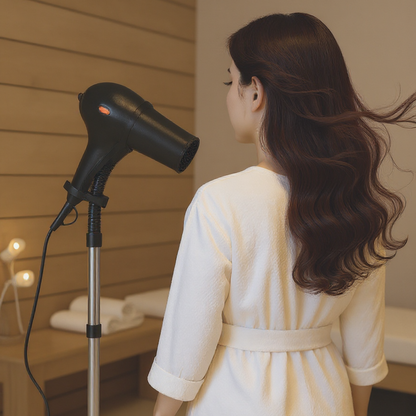 Hands-Free Hair Dryer Holder Stand – Adjustable Gooseneck, 360° Rotation
