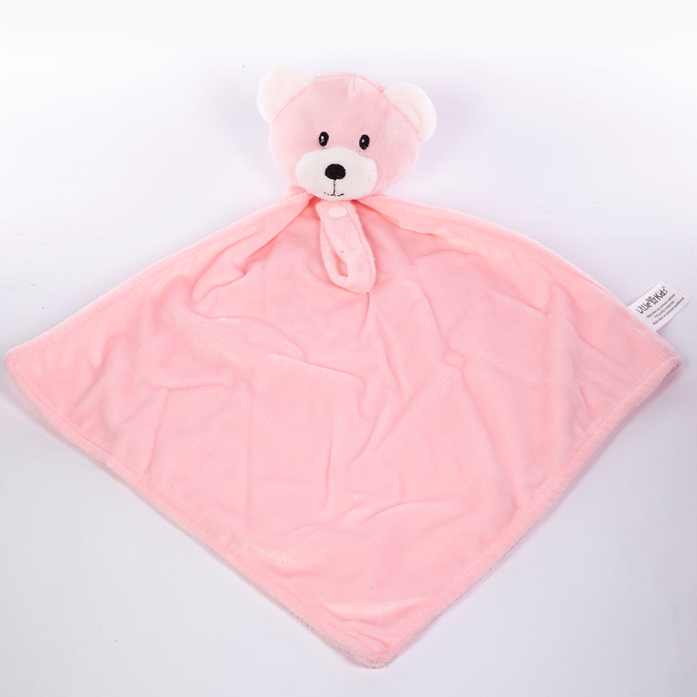 Baby Blanket With Comforter Set Pink 90x75cm, 100% Wool Baby Blanket And Security Blanket - Soft Baby Comforter 30cm With Plush Blanket, pink