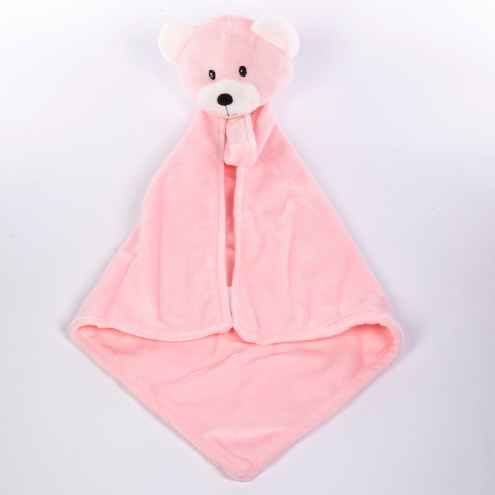 Baby Blanket With Comforter Set Pink 90x75cm, 100% Wool Baby Blanket And Security Blanket - Soft Baby Comforter 30cm With Plush Blanket, pink