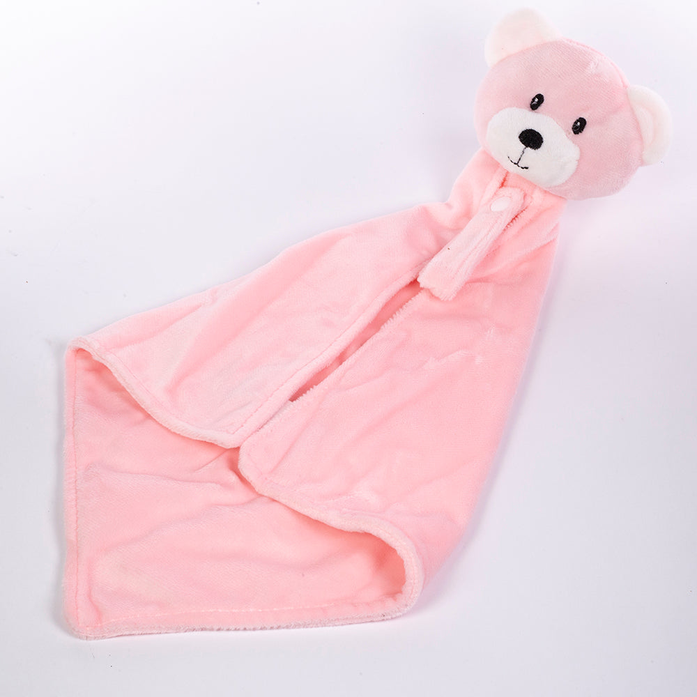 Baby Blanket With Comforter Set Pink 90x75cm, 100% Wool Baby Blanket And Security Blanket - Soft Baby Comforter 30cm With Plush Blanket, pink