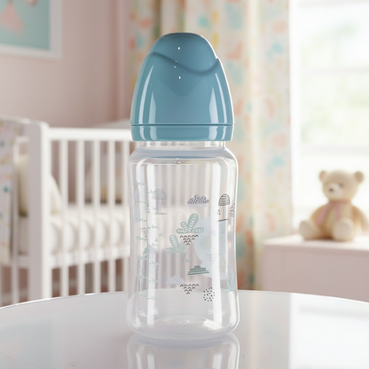 Baby Feeding Bottle 240ml Blue – Premium Quality Baby Bottle with BPA-Free Plastic Body, High-Quality Silicone Nipple, Anti-Colic Feeding Design