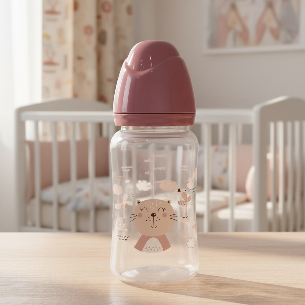 Baby Feeding Bottle 240ml Pink –  BPA-Free Plastic Body, High-Quality Silicone Nipple, Anti-Colic Feeding Design