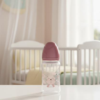 Baby Feeding Bottle 240ml Pink –  BPA-Free Plastic Body, High-Quality Silicone Nipple, Anti-Colic Feeding Design