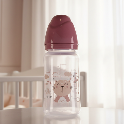 Baby Feeding Bottle 240ml Pink –  BPA-Free Plastic Body, High-Quality Silicone Nipple, Anti-Colic Feeding Design