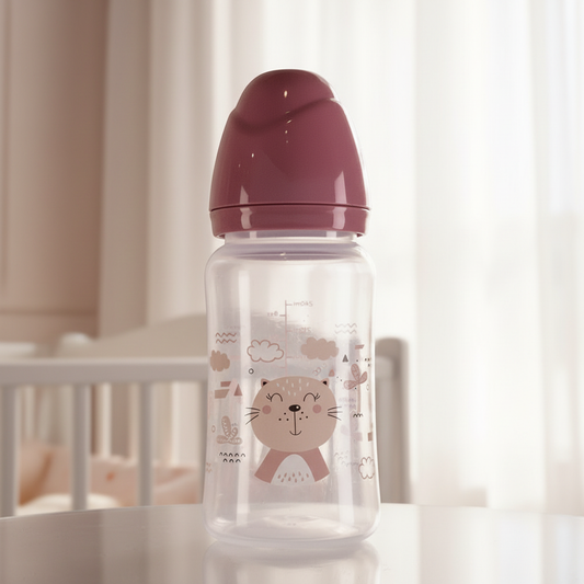 Baby Feeding Bottle 240ml Pink –  BPA-Free Plastic Body, High-Quality Silicone Nipple, Anti-Colic Feeding Design