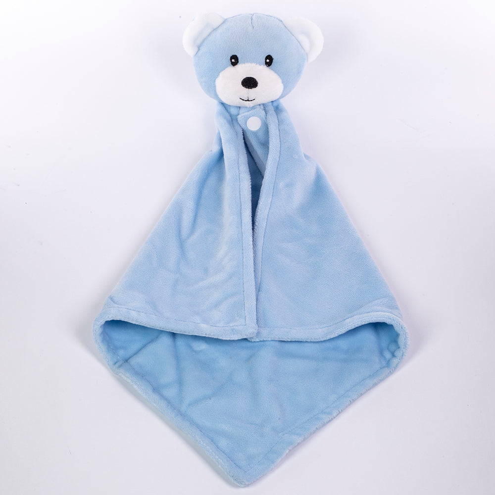 Baby Blanket With Comforter Set Pink 90x75cm, 100% Wool Baby Blanket And Security Blanket - Soft Baby Comforter 30cm With Plush Blanket, blue