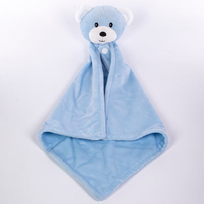 Baby Blanket With Comforter Set Pink 90x75cm, 100% Wool Baby Blanket And Security Blanket - Soft Baby Comforter 30cm With Plush Blanket, blue
