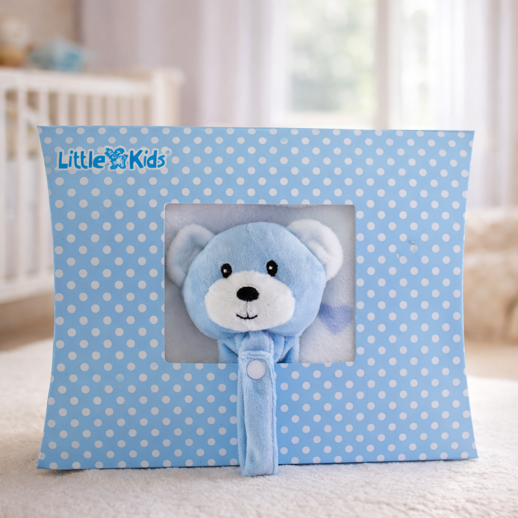Baby Blanket With Comforter Set Pink 90x75cm, 100% Wool Baby Blanket And Security Blanket - Soft Baby Comforter 30cm With Plush Blanket, blue
