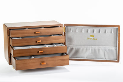 Emporia Wooden Jewelry Box – Multi-Layer Jewelry Organizer with Drawers, Necklace Hooks & Velvet Lining