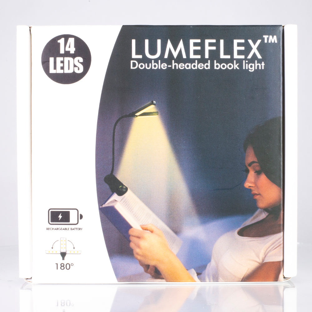 Lumeflex Dual Head LED Reading Light – Clip-On Book Lamp with 3 Color Modes