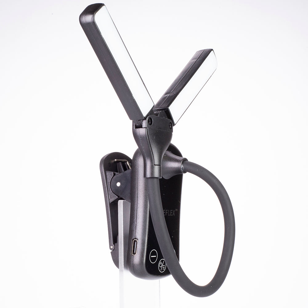 Lumeflex Dual Head LED Reading Light – Clip-On Book Lamp with 3 Color Modes