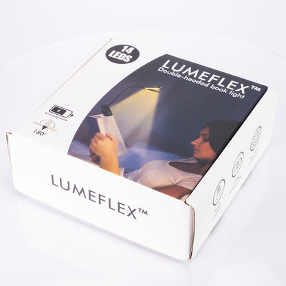 Lumeflex Dual Head LED Reading Light – Clip-On Book Lamp with 3 Color Modes