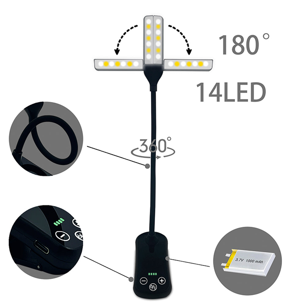 Lumeflex Dual Head LED Reading Light – Clip-On Book Lamp with 3 Color Modes