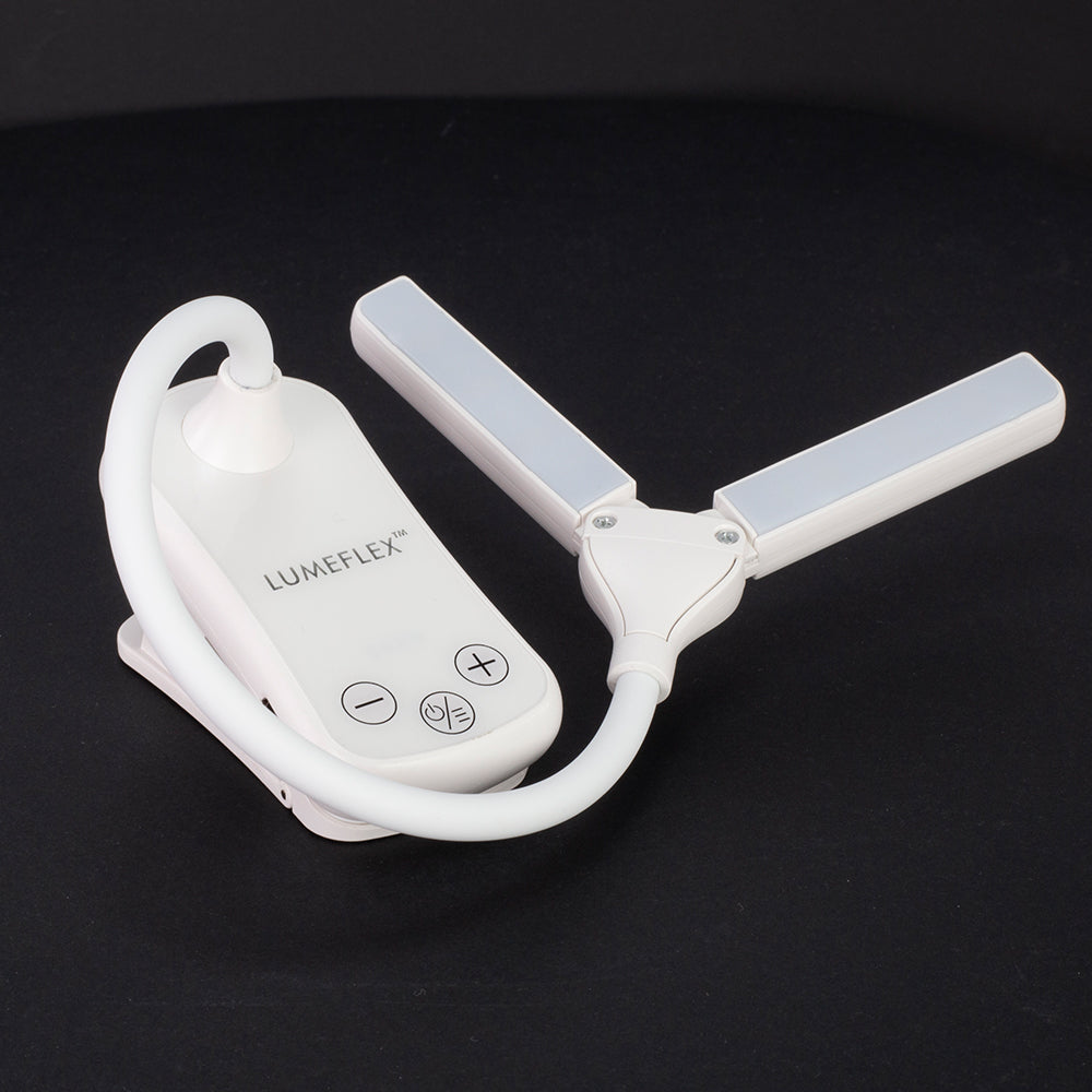Lumeflex Dual Head LED Reading Light, white – Clip-On Book Lamp with 3 Color Modes