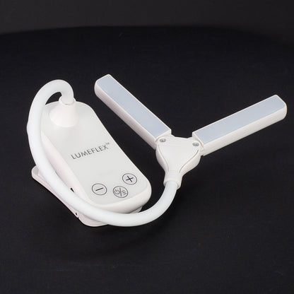 Lumeflex Dual Head LED Reading Light, white – Clip-On Book Lamp with 3 Color Modes