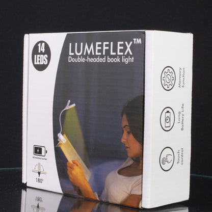 Lumeflex Dual Head LED Reading Light, white – Clip-On Book Lamp with 3 Color Modes