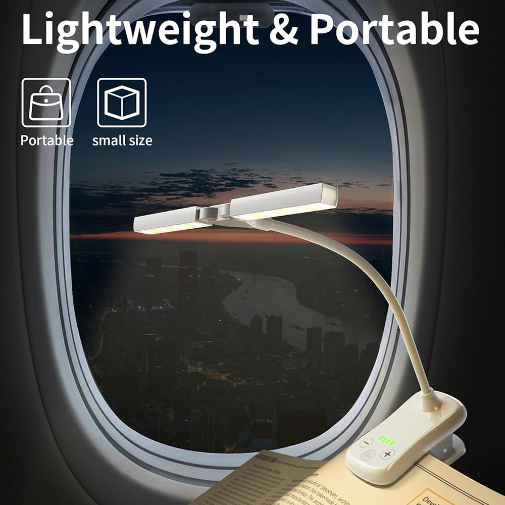 Lumeflex Dual Head LED Reading Light, white – Clip-On Book Lamp with 3 Color Modes
