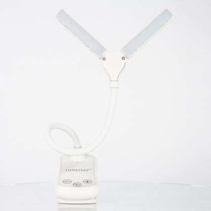 Lumeflex Dual Head LED Reading Light, white – Clip-On Book Lamp with 3 Color Modes
