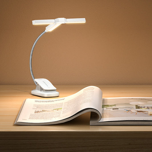LumeFlex 3-Head LED Book Light – Clip-On Reading Lamp, White