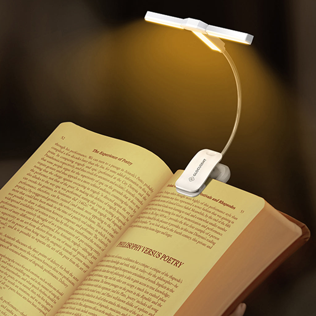 LumeFlex 3-Head LED Book Light – Clip-On Reading Lamp, White