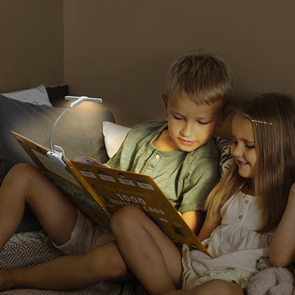 LumeFlex 3-Head LED Book Light – Clip-On Reading Lamp, White