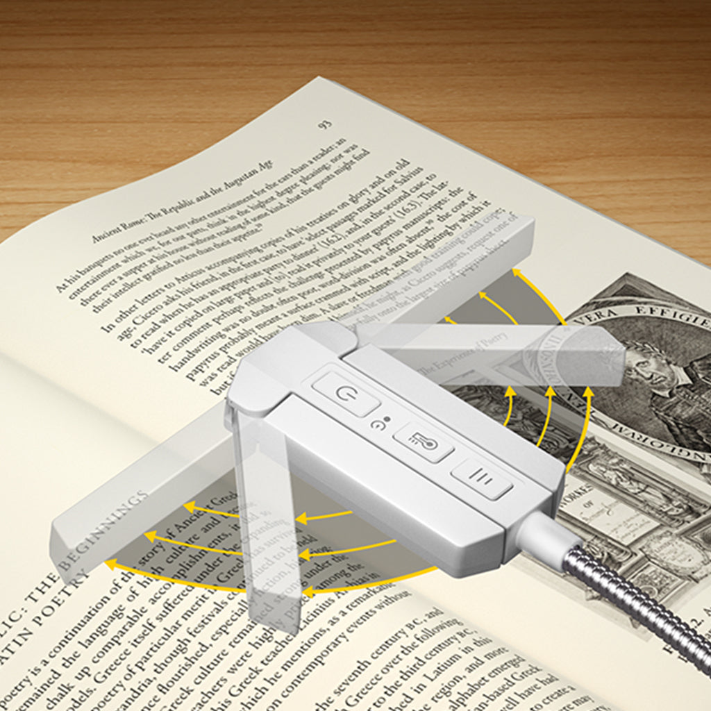 LumeFlex 3-Head LED Book Light – Clip-On Reading Lamp, White