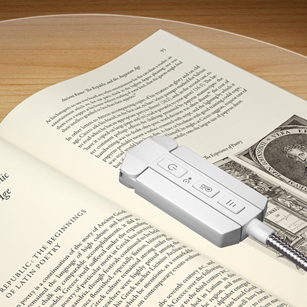 LumeFlex 3-Head LED Book Light – Clip-On Reading Lamp, White
