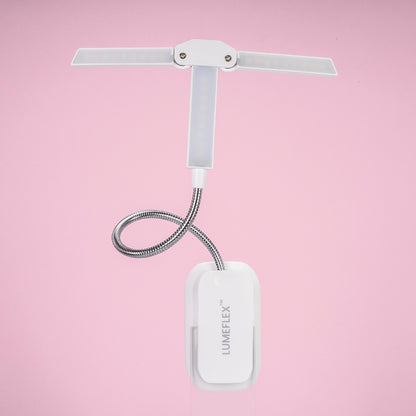 LumeFlex 3-Head LED Book Light – Clip-On Reading Lamp, White