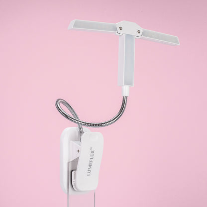 LumeFlex 3-Head LED Book Light – Clip-On Reading Lamp, White