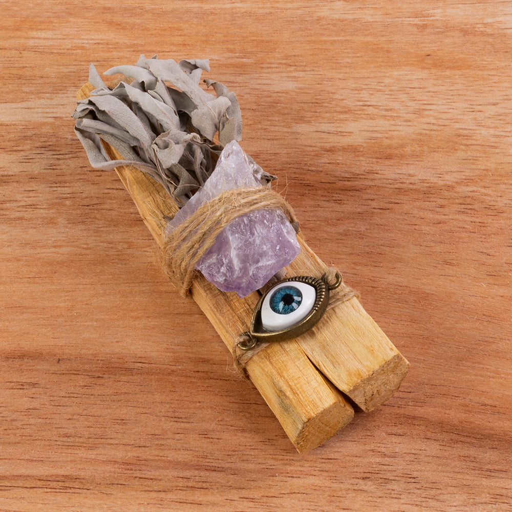 Palo Santo Incense Stick Set – 3 Pack Sacred Wood with Healing Crystals