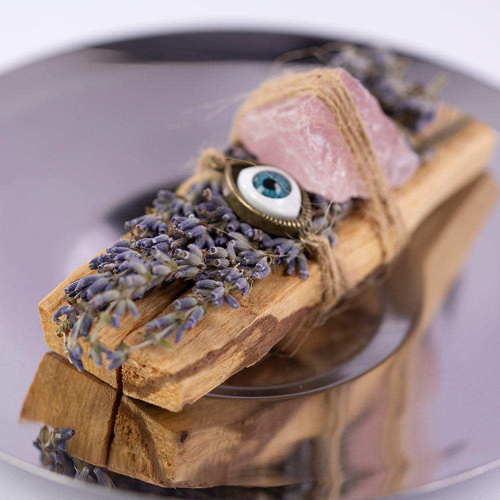 Palo Santo Incense Stick Set – 3 Pack Sacred Wood with Healing Crystals
