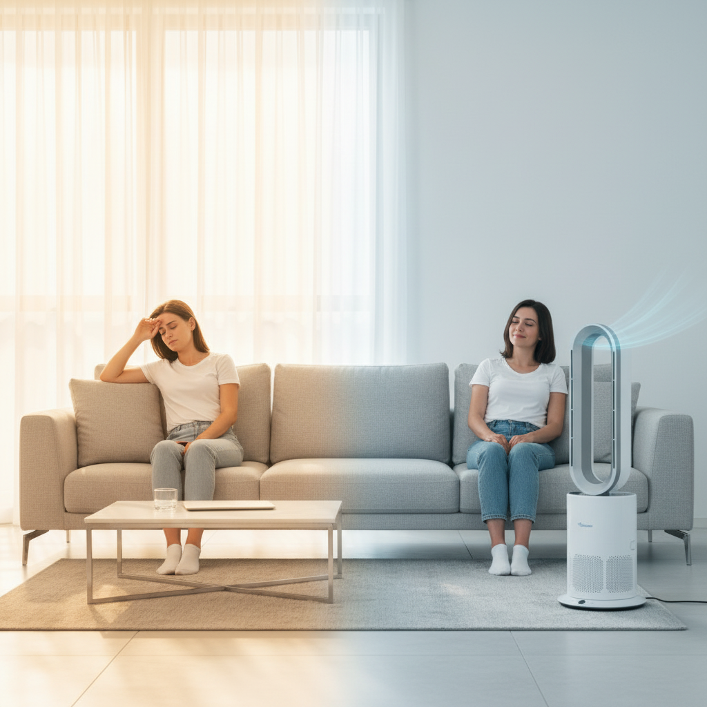TurboAirStar Bladeless Air Purifier Fan Heater – 3-in-1 HEPA H13 Climate Control