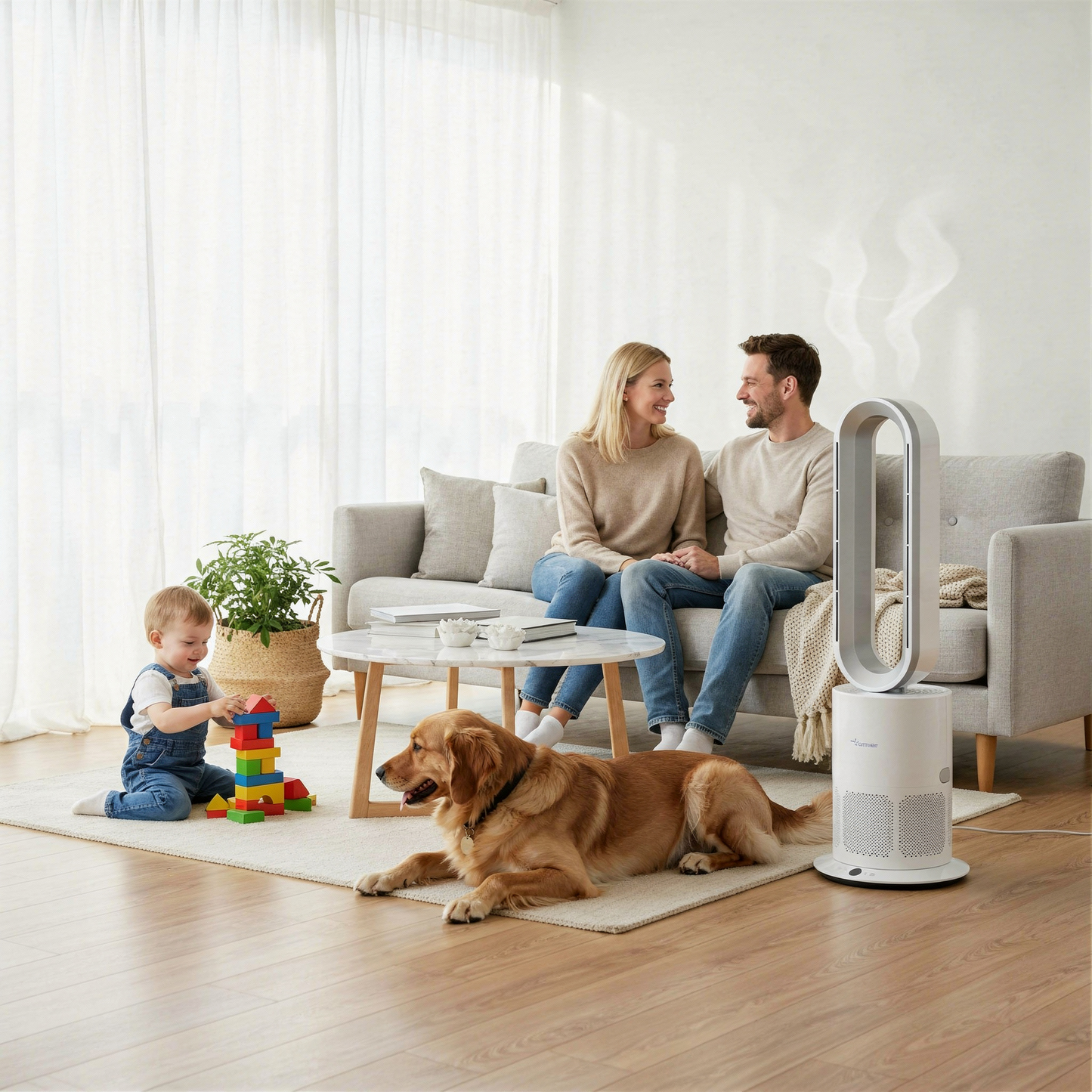 TurboAirStar Bladeless Air Purifier Fan Heater – 3-in-1 HEPA H13 Climate Control