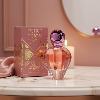 Linn Young Pure Luck Lady Love Eau de Parfum 100ml – Women’s Citrus Perfume with Orange, Cranberry, Magnolia, Osmanthus, Plum, Cognac, Patchouli, White Musk – Fresh Fruity Floral Scent, Long-lasting Elegant Perfume