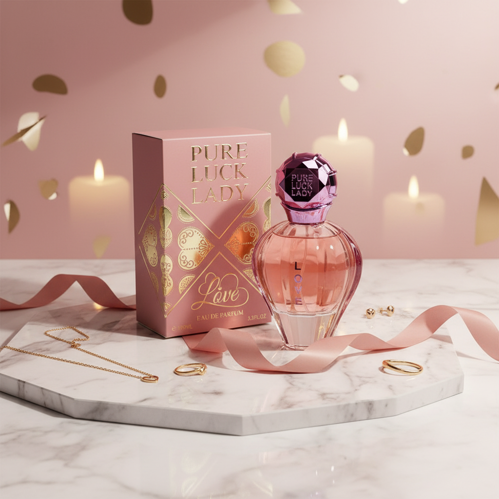 Linn Young Pure Luck Lady Love Eau de Parfum 100ml – Women’s Citrus Perfume with Orange, Cranberry, Magnolia, Osmanthus, Plum, Cognac, Patchouli, White Musk – Fresh Fruity Floral Scent, Long-lasting Elegant Perfume
