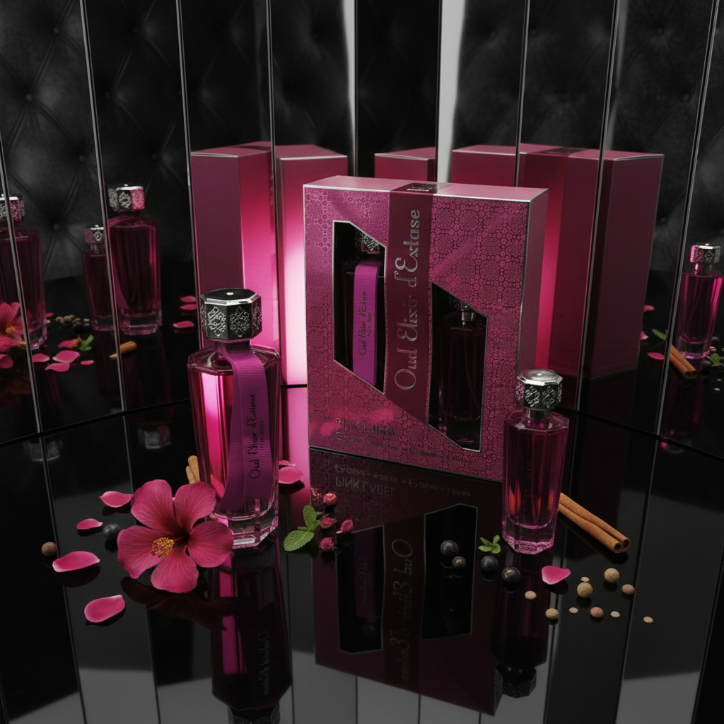 Linn Young Oud Elixir Pink Eau de Parfum 100ml + 30ml - Hibiscus, Damask Rose, Vanilla, Blackcurrant Bud, Leather, Spicy Mint, Ambrette, Cinnamon – Long-lasting Luxury Perfume Gift Set