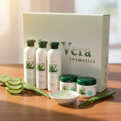 Aloe Vera 5-Piece Skincare Set – Cooling & Universal Creams, Body Gel, Shower Gel, Body Lotion