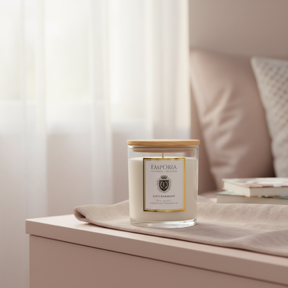 Emporia Organics Soy Wax Candle 230g – Strawberry Champagne Scent with Rose Quartz Crystal