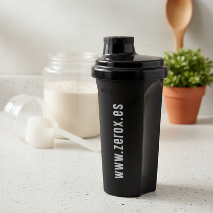Zerox Protein Shaker Bottle Black 700ml – Leak-Proof BPA-Free Gym Shaker