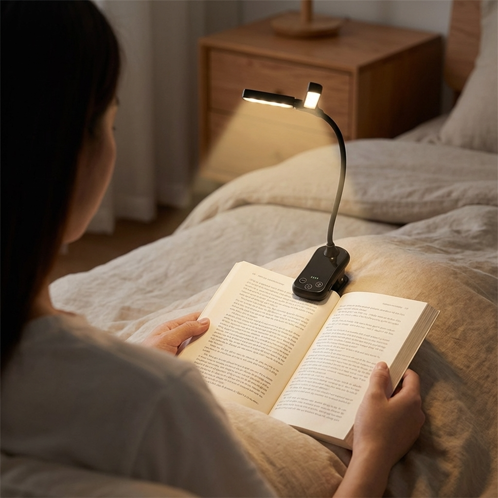 Lumeflex Dual Head LED Reading Light – Clip-On Book Lamp with 3 Color Modes